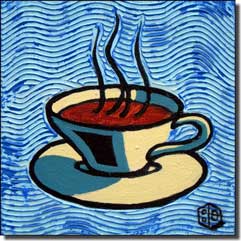Cole Coffee Cup Blue Ceramic Accent Tile - BCA001AT