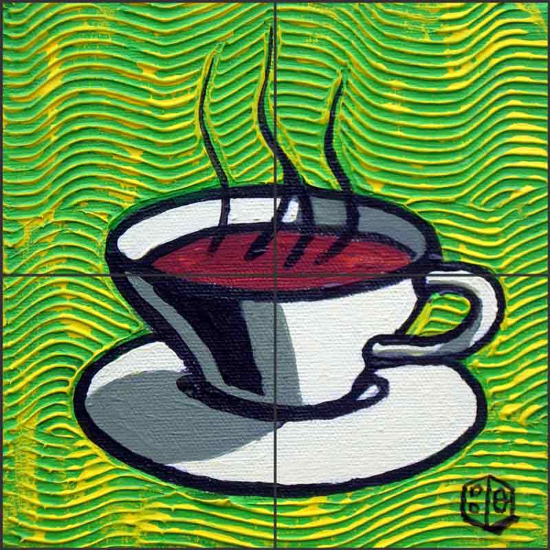 Coffee Cup, Green by Beaman Cole Ceramic Tile Mural BCA002