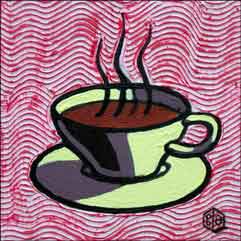 Coffee Cup, Red by Beaman Cole Ceramic Accent & Decor Tile - BCA003AT