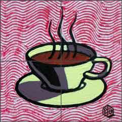Coffee Cup, Red by Beaman Cole Ceramic Tile Mural - BCA003