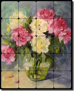 Blossom by Blossom by Bette Jadicke Tumbled Marble Tile Mural 16" x 20" - BJA003