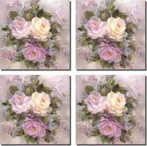 Lavender Rose I by Carolyn Cook - Floral Flowers Ceramic Accent Tile  Set 6" x 6"