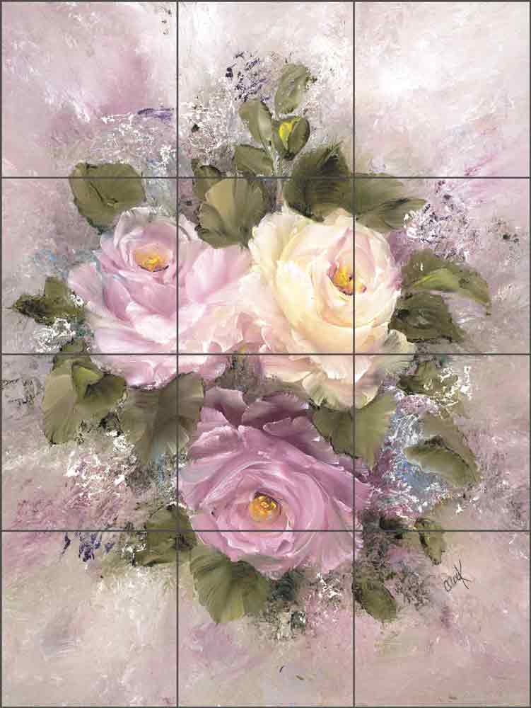 Lavender Rose I by Carolyn Cook Ceramic Tile Mural CC007