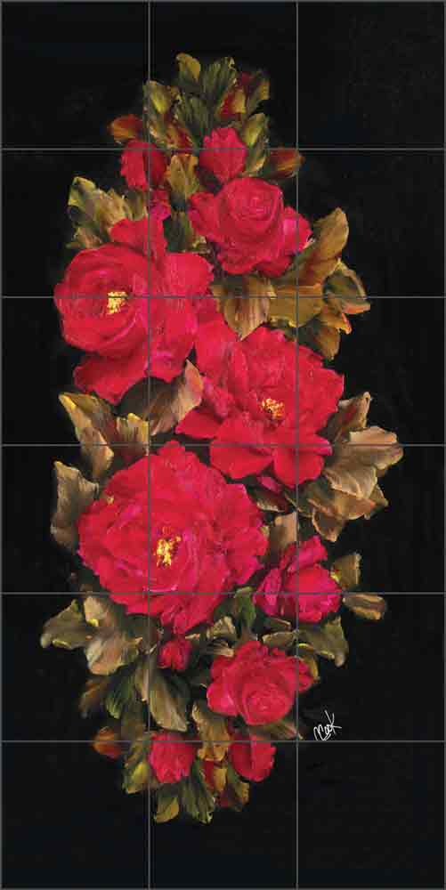 Red Florals 2 by Carolyn Cook Ceramic Tile Mural - CC012