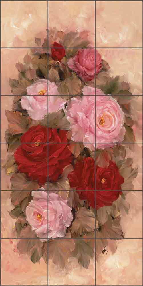Rose Garland I by Carolyn Cook Ceramic Tile Mural - CC013