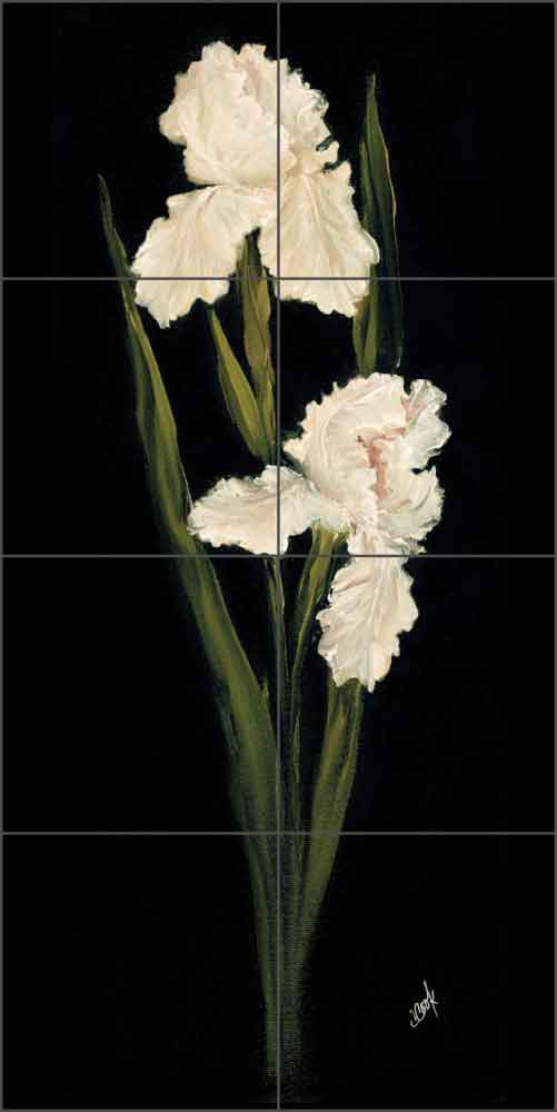 White Iris I by Carolyn Cook Ceramic Tile Mural - CC015