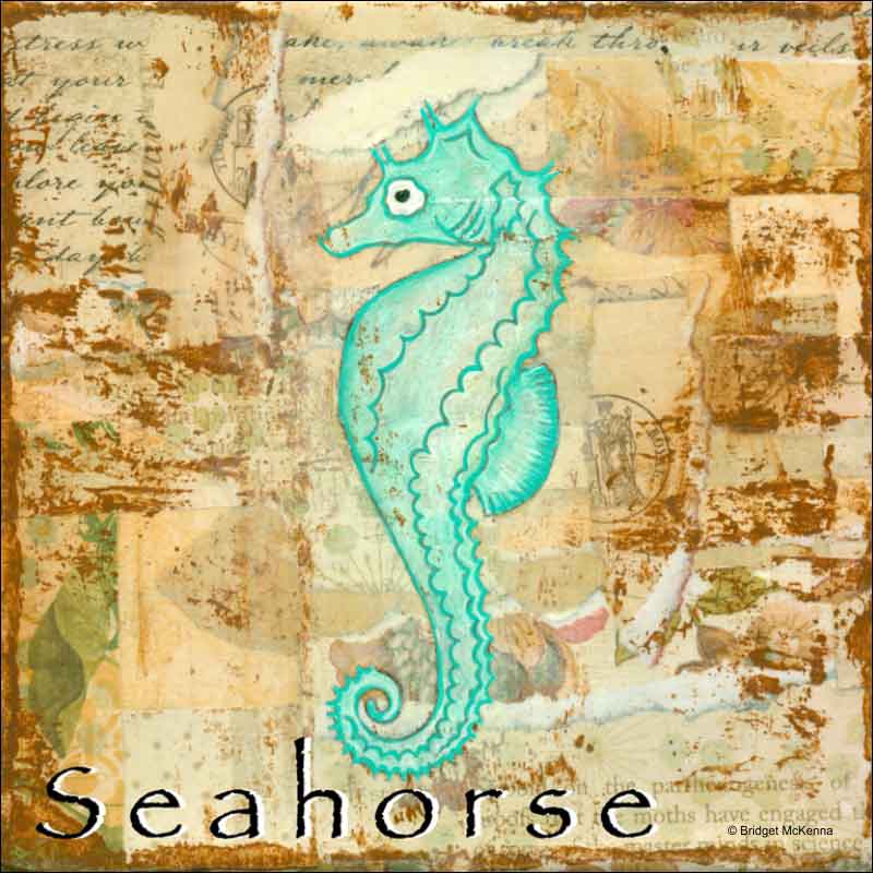Sea Life: Seahorse by Bridget McKenna Ceramic Accent & Decor Tile - CCI-BRI260AT