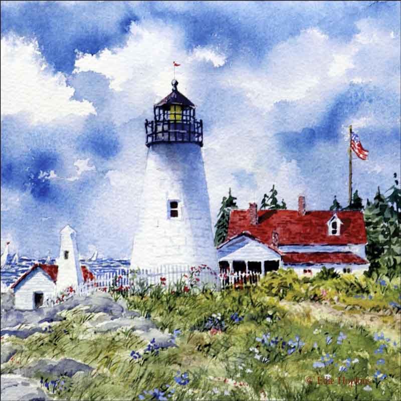 Pemaquid Point Light by Edie Hopkins Ceramic Accent & Decor Tile - CCI-EH106AT