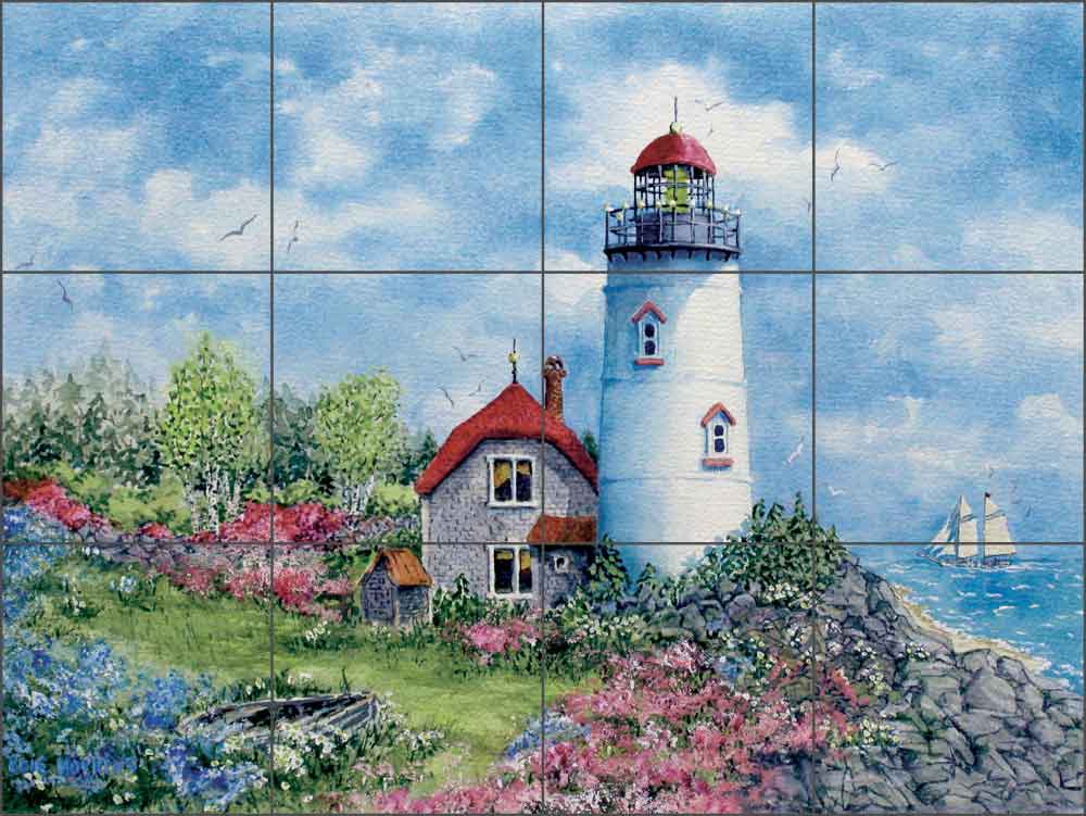 Old Light Chatham by Edie Hopkins Ceramic Tile Mural - CCI-EH155