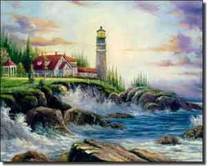 Ching Lighthouse Seascape Ceramic Accent Tile 10" x 8"  - CHC066