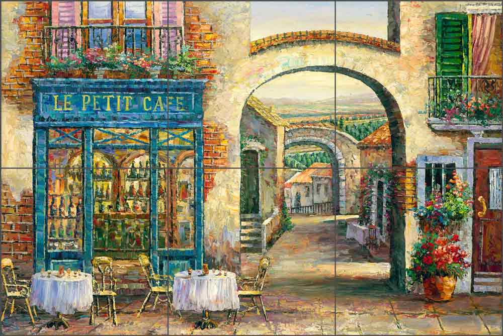 Sidewalk Cafe by C. H. Ching Ceramic Tile Mural CHC077