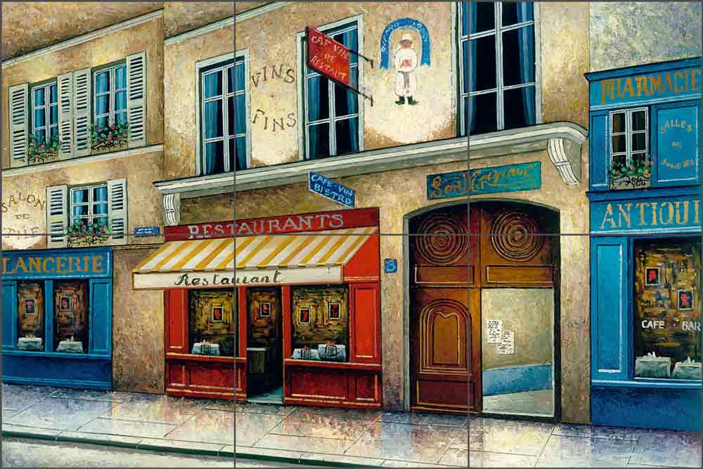 Cafe vin Bistro by C. H. Ching Ceramic Tile Mural CHC078