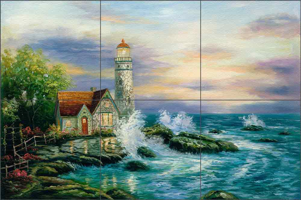 Guardian Light by C. H. Ching Glass Wall & Floor Tile Mural CHC085