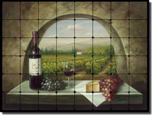 Ching Tuscan Vineyard Tumbled Marble Tile Mural 48" x 36" - CHC090