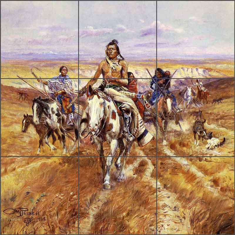 When the Plains Were His by Charles M. Russell Ceramic Tile Mural - CMR014