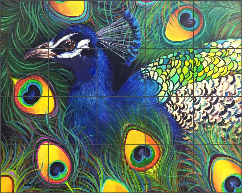 Peacock by Nancy Jacey Ceramic Tile Mural - CPA-NJ14031