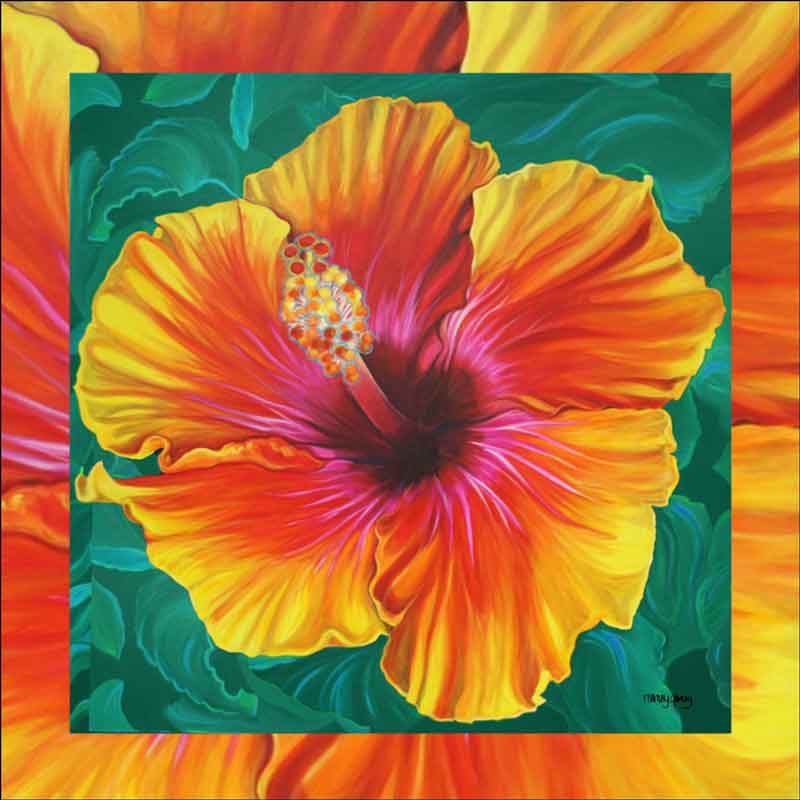 Hibiscus by Nancy Jacey Ceramic Accent & Decor Tile - CPA-NJ17071AT
