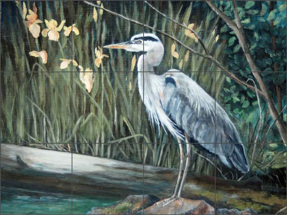 Heron Blues by Debbie Hughbanks Ceramic Tile Mural - DHA004