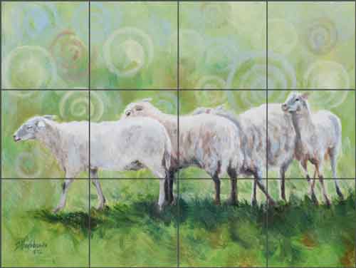 Hughbanks Sheep Animals Ceramic Tile Mural - DHA033