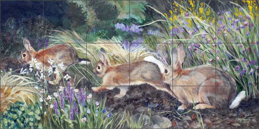 Bunny Trail by Debbie Hughbanks Ceramic Tile Mural - DHA060