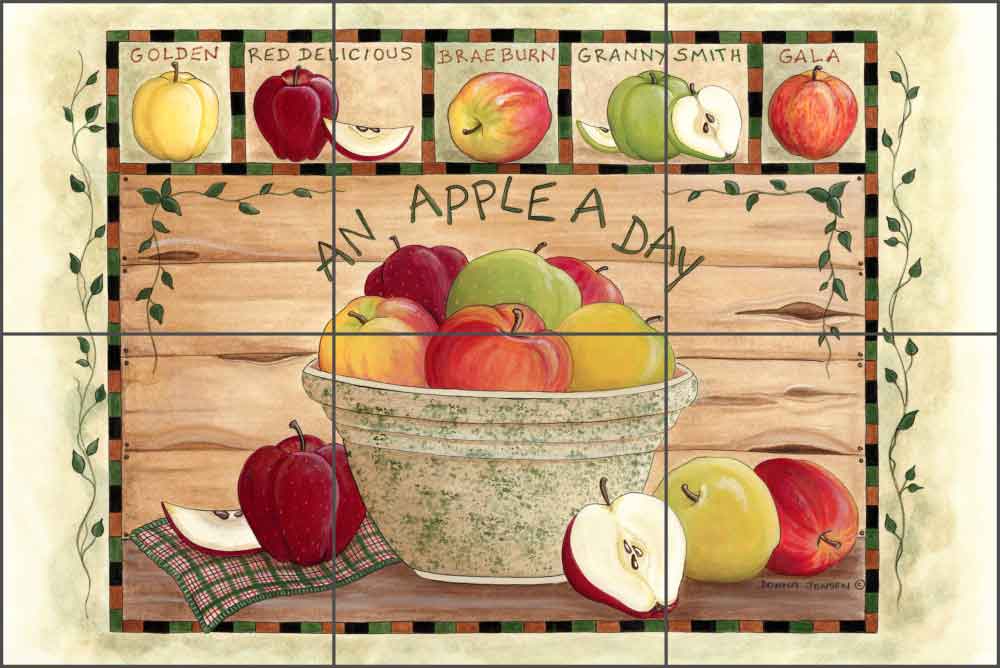 An Apple a Day by Donna Jensen Ceramic Tile Mural - DJ007