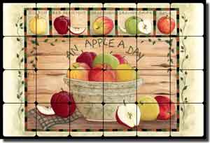 Jensen Apple Fruit Tumbled Marble Tile Mural 24" x 16" - DJ007