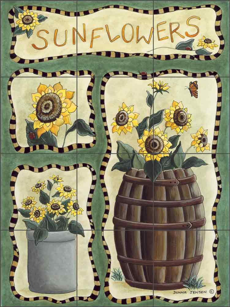 Donna's Sunflowers by Donna Jensen Ceramic Tile Mural DJ009