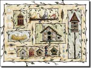 Jensen Birds Birdhouses Ceramic Accent Tile 8" x 6" - DJ012AT