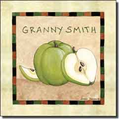 Jensen Fruit Granny Smith Apple Ceramic Accent Tile - DJ043AT
