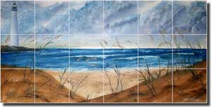Seascape by Derek McCrea - Ceramic Tile Mural 12.75" x 25.5" Backsplash