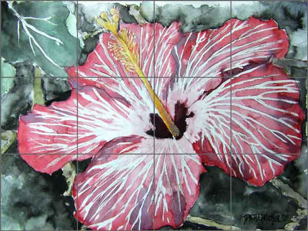 Hibiscus by Derek McCrea Ceramic Tile Mural DMA026