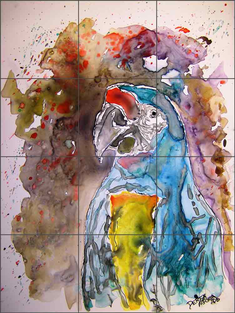 Macaw by Derek McCrea Ceramic Tile Mural DMA029