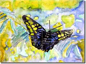 McCrea Abstract Butterfly Ceramic Tile Mural 17" x 12.75" - DMA032