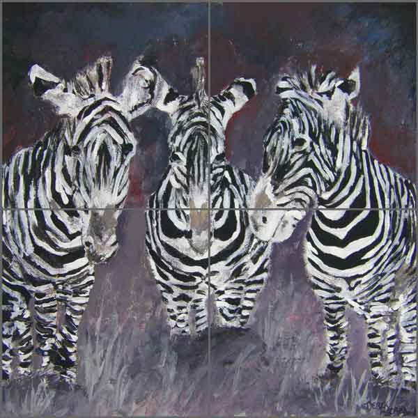 Zebras by Derek McCrea Ceramic Tile Mural DMA057