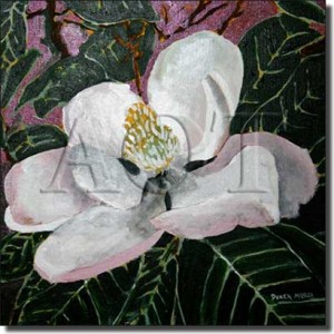 Magnolia by Derek McCrea - Flower Floral Ceramic Tile Mural 18" x 18" Kitchen Shower Backsplash