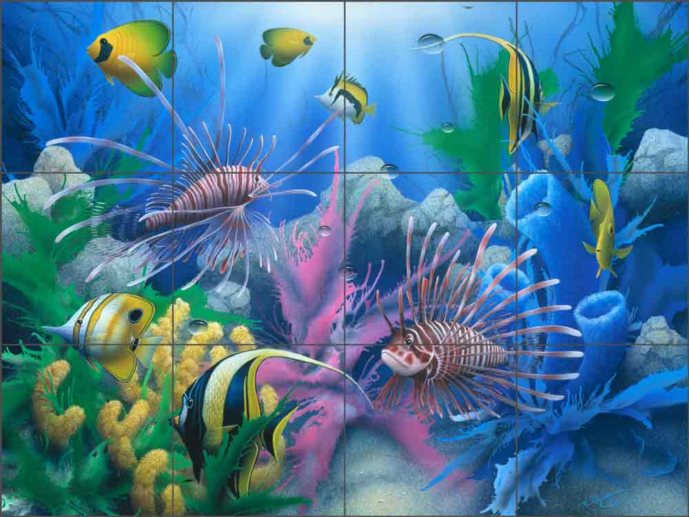 Lions of the Sea by David Miller Ceramic Tile Mural DMA2003