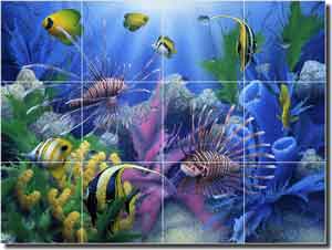 Miller Undersea Fish Glass Tile Mural 24" x 18" - DMA2003