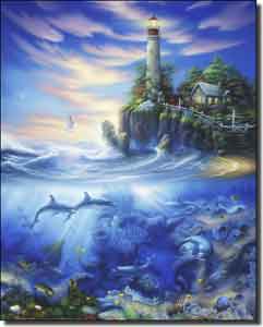 Miller Lighthouse Undersea Ceramic Accent Tile 8" x 10" - DMA2006AT