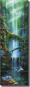 Miller Tropical Waterfall Glass Wall & Floor Tile Mural 12" x 36" - DMA2008