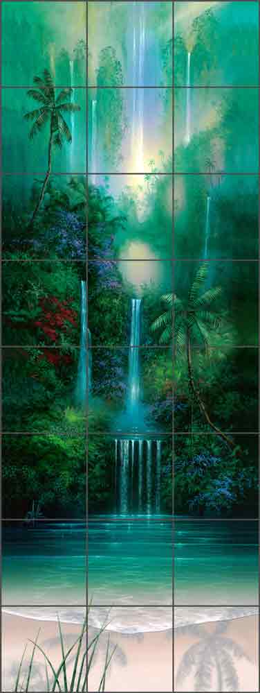 Wailani Falls by David Miller Ceramic Tile Mural DMA2009