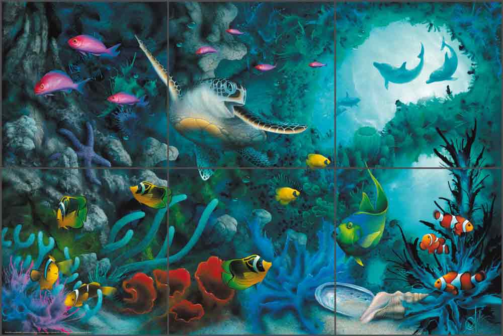 Jewels of the Sea by David Miller Glass Wall Tile Mural DMA2012