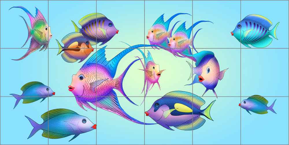 Fun Fish by David Miller Ceramic Tile Mural - DMA2022