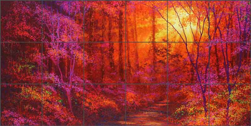 Ruby Forest by David Miller Ceramic Tile Mural DMA2025