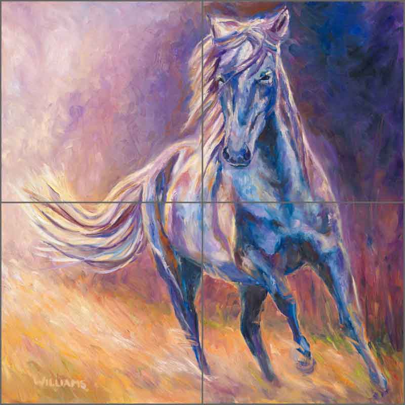Afternoon Light on Blue Horse by Diane Williams Ceramic Tile Mural - DWA001