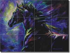 Williams Horse Equine Art Glass Tile Mural 24" x 18" - DWA004