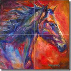 Williams Abstract Horse Glass Wall Tile Mural 12" x 12" - DWA005