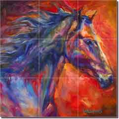 Williams Abstract Horse Glass Wall Floor Tile Mural 18" x 18" - DWA005