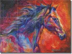 Williams Abstract Horse Glass Tile Mural 24" x 18" - DWA005