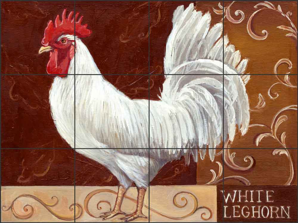 Rustic Rooster IV by Theresa Kasun Ceramic Tile Mural - EC-TK012