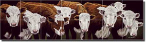 Ryan Western Cattle Ceramic Tile Mural 29.75" x 8.5" - EWH-LMR015